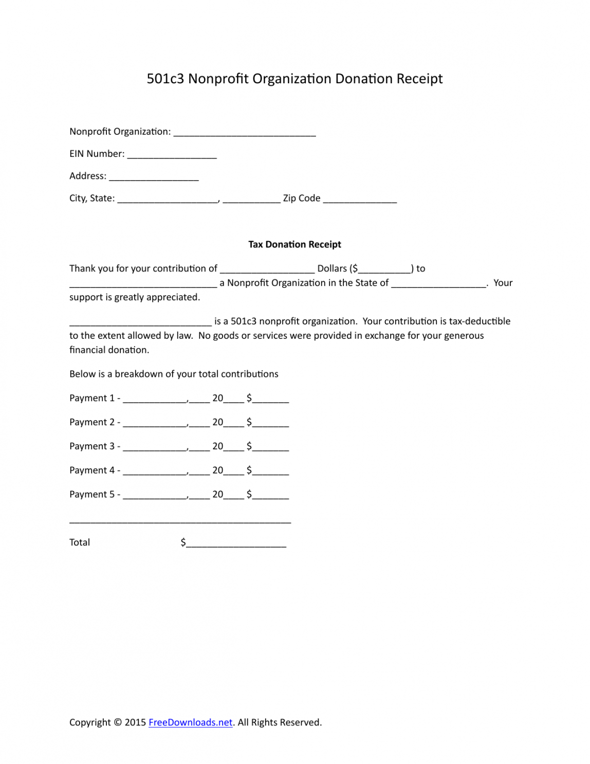 free download 501c3 donation receipt letter for tax purposes tax receipt for donation template pdf
