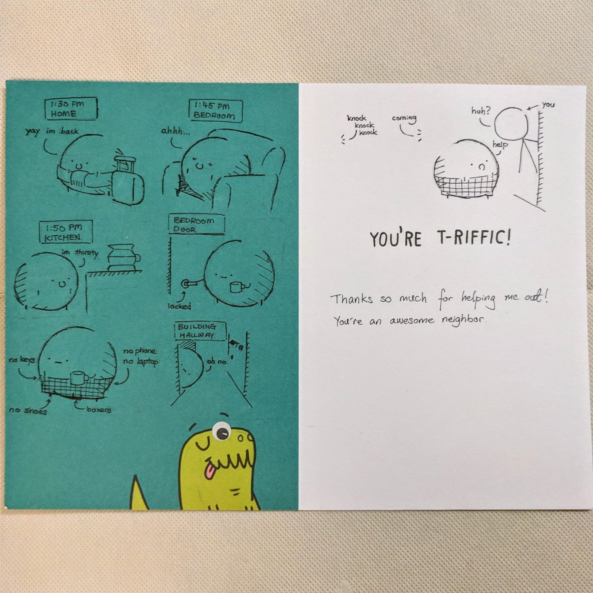 Printable I Made My Neighbor A Thankyou Card For Helping Me In A Dire 
