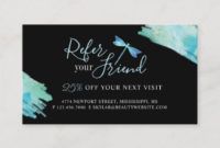 refer a friend elegant blue watercolor dragonfly referral refer a friend business card doc