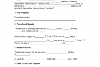 free shortterm vacation rental lease agreement  eforms  free vacation rental receipt template sample