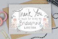 free thank you for being my bridesmaid card thank you for being my bridesmaid card pdf
