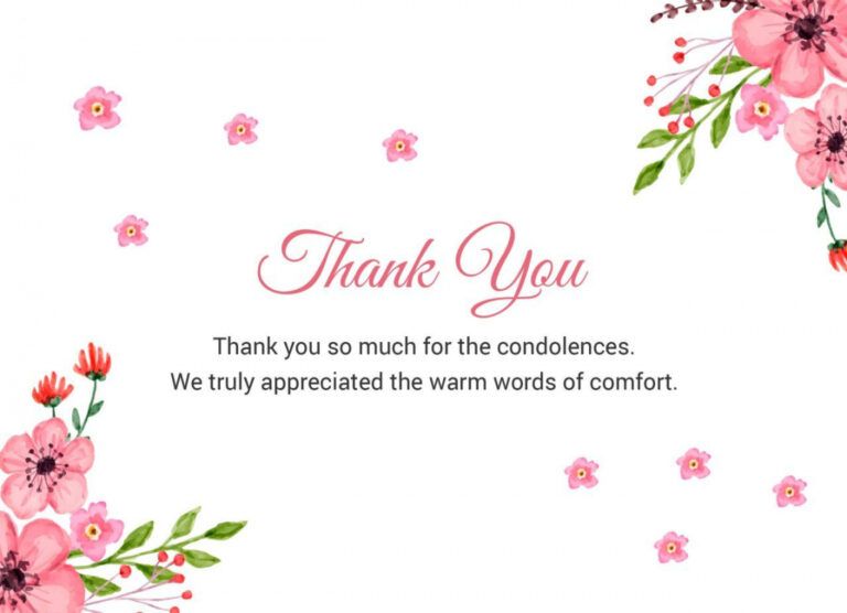 Printable After The Funeral Thank You Notes Quincy Il Funeral Thank You