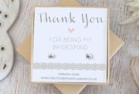 sample of sterling silver &amp;amp; cz wedding earrings  &amp;#039;thank you for being my bridesmaid&amp;#039; thank you for being my bridesmaid card