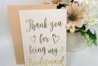 thank you for being my bridesmaid card gold thank you for being my bridesmaid card image