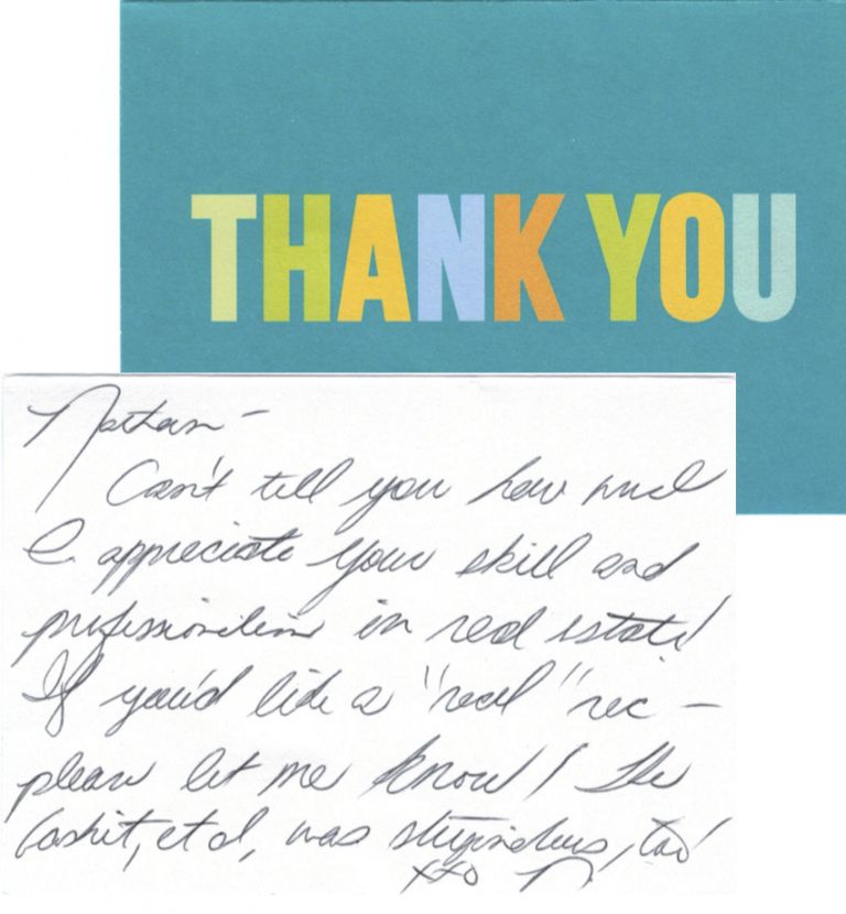 thankyou notes that lead to leads  realty leadership thank you card for realtor