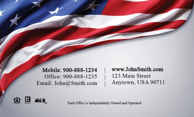 Editable Patriotic Business Card Template Doc Example