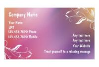 Best Massage Therapy Business Card Templates Doc Sample