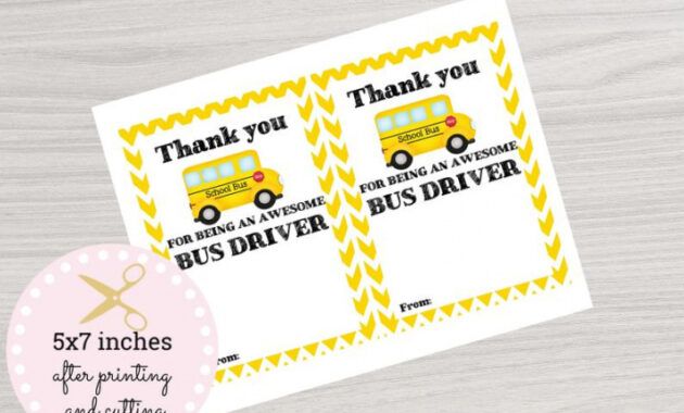 Professional Bus Driver Thank You Card Pdf