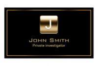 Professional Private Investigator Business Card Pdf Example