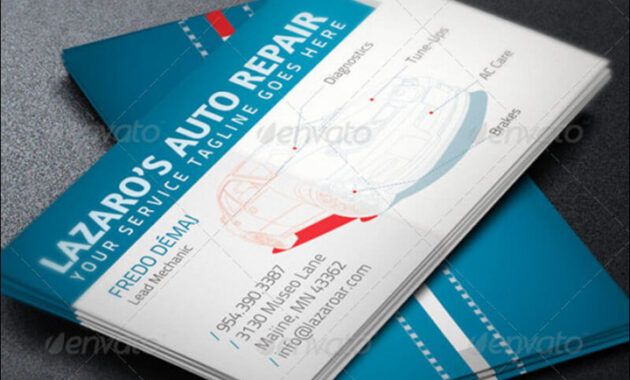 Auto Repair Business Card Templates Excel