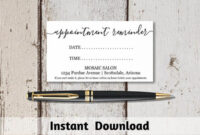 Best Appointment Reminder Business Card Template Excel