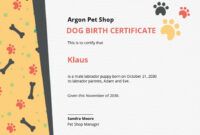 Editable Puppy Birth Certificate Template Excel Sample