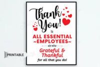 Editable Thank You Card For Employees Word Example