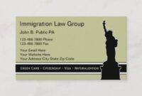 Printable Immigration Attorney Business Card Word Example