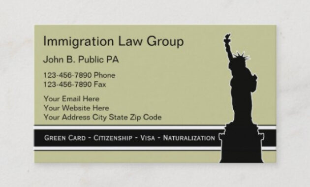 Printable Immigration Attorney Business Card Word Example