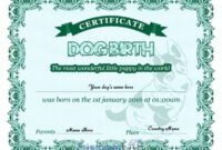 Printable Puppy Birth Certificate Template Pdf