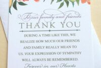 Printable Sympathy Card Messages Thank You Notes Word Example