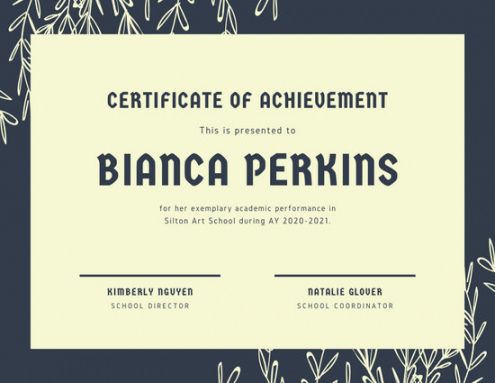 Professional Certificate Of Academic Achievement Word Sample