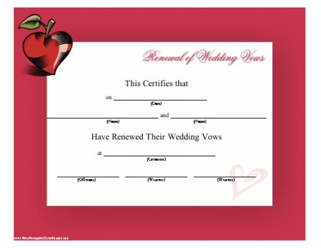Professional Marriage Covenant Certificate Template