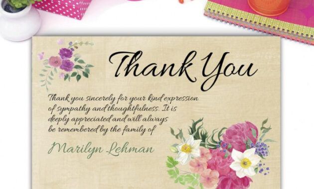 Professional Sympathy Card Messages Thank You Notes Excel