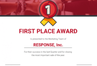 2Nd Place Certificate Template Excel Example