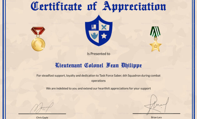 Best Army Certificate Of Achievement Template Doc