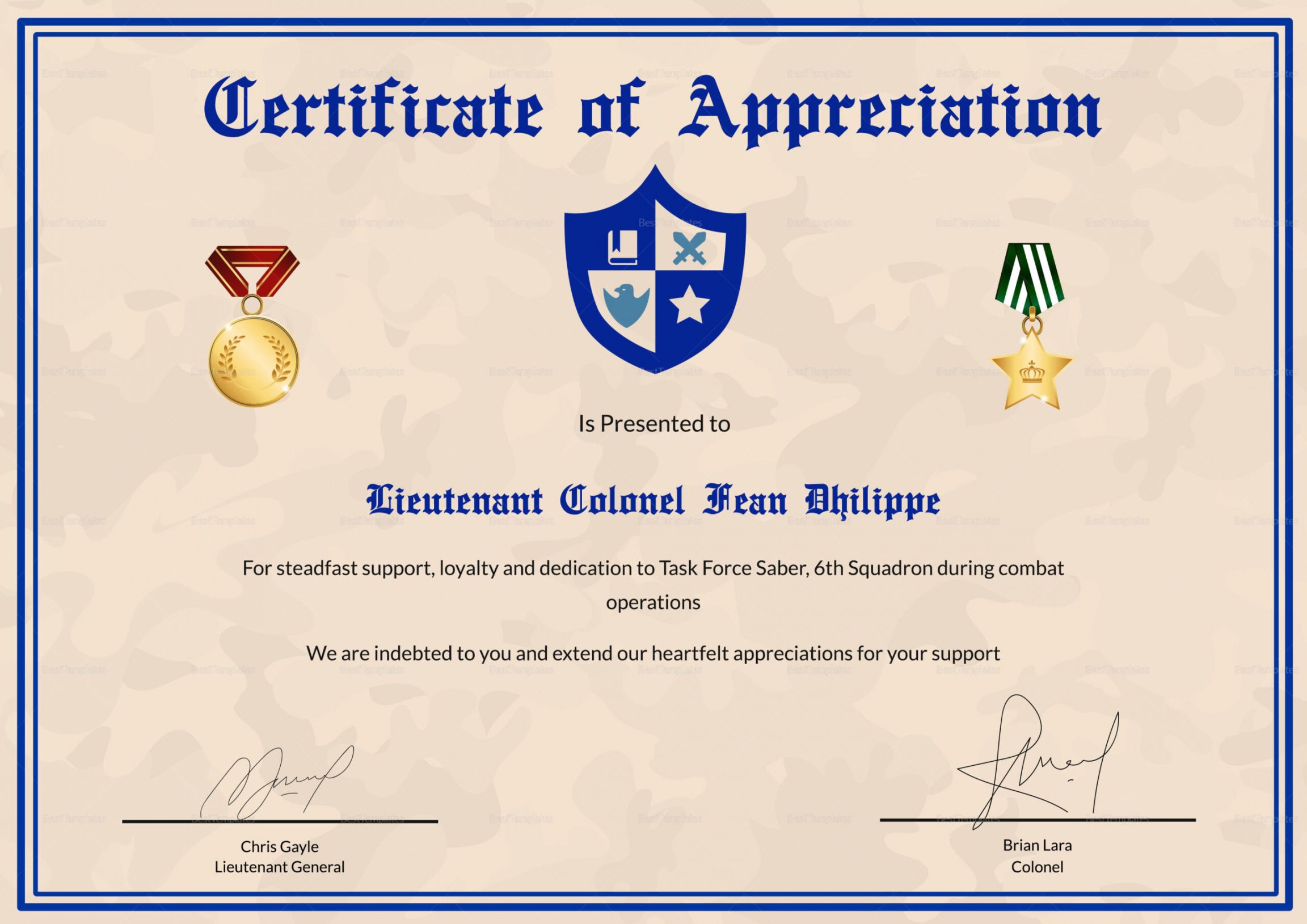 Best Army Certificate Of Achievement Template Doc