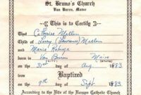 Costum Roman Catholic Baptism Certificate Template