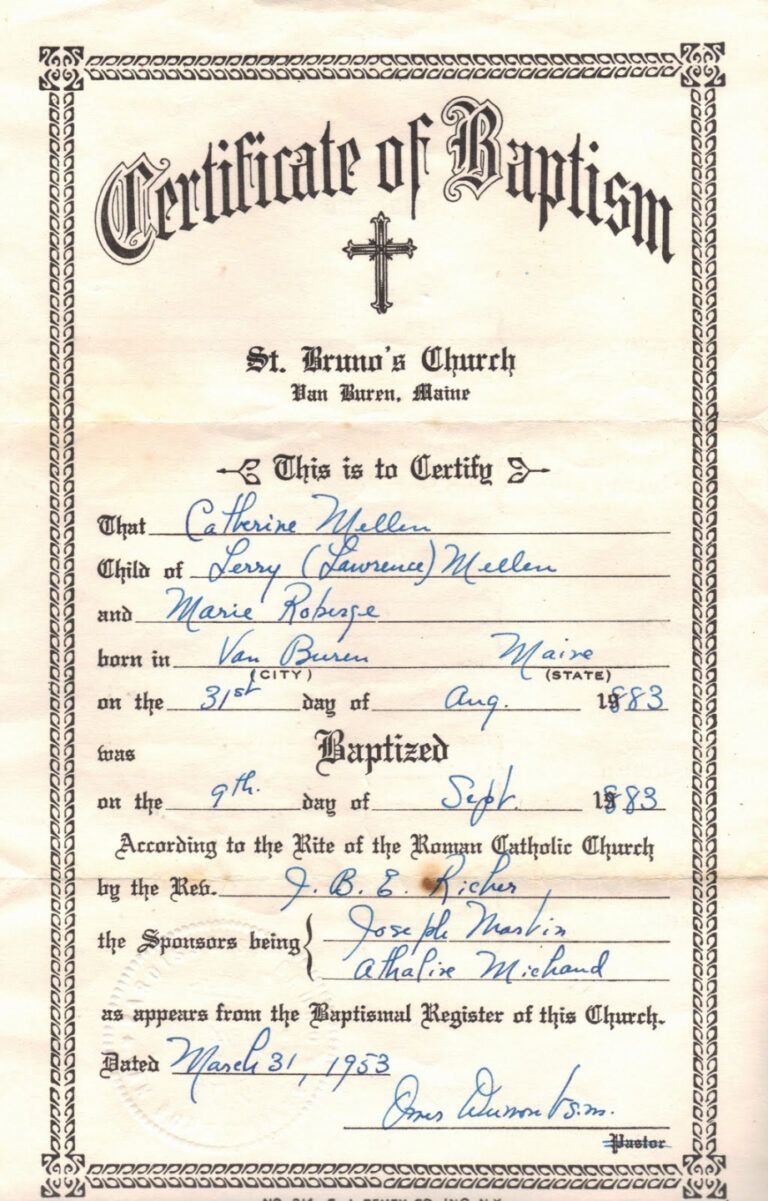 Costum Roman Catholic Baptism Certificate Template