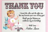 Editable 1St Birthday Thank You Card Wording Doc Example