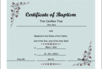 Editable Catholic Baptismal Certificate Template  Example