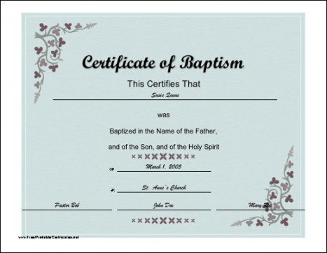 Catholic Baptismal Certificate Template | EmetOnlineBlog