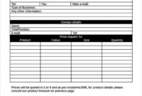 Free Product Price Quotation Template Word Example