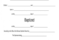 Free Roman Catholic Baptism Certificate Template Word