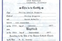 Printable Catholic Baptismal Certificate Template Excel Example