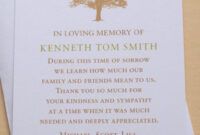 Professional Thank You Bereavement Card Wording Doc Example