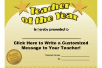 Teacher Award Certificate Template Excel