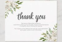 Thank You Bereavement Card Wording  Example