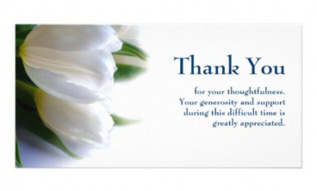 Thank You Bereavement Card Wording Word Sample