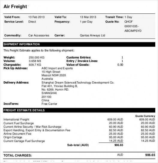 Costum Trucking Request For Insurance Quotation Template