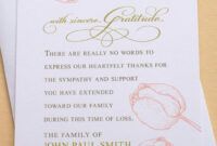 Editable Thank You Card For Funeral Flowers Doc