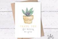 Editable Thank You For Helping Me Grow Card Excel Example