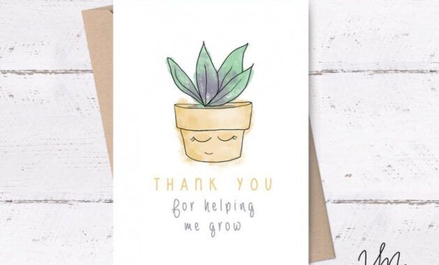 Editable Thank You For Helping Me Grow Card Excel Example