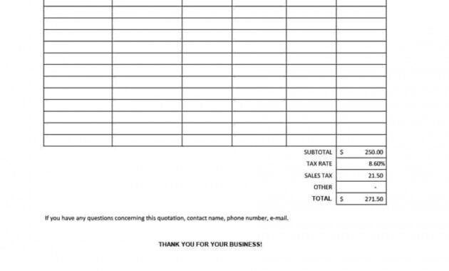 Free Business Price Quotation Template Excel Sample