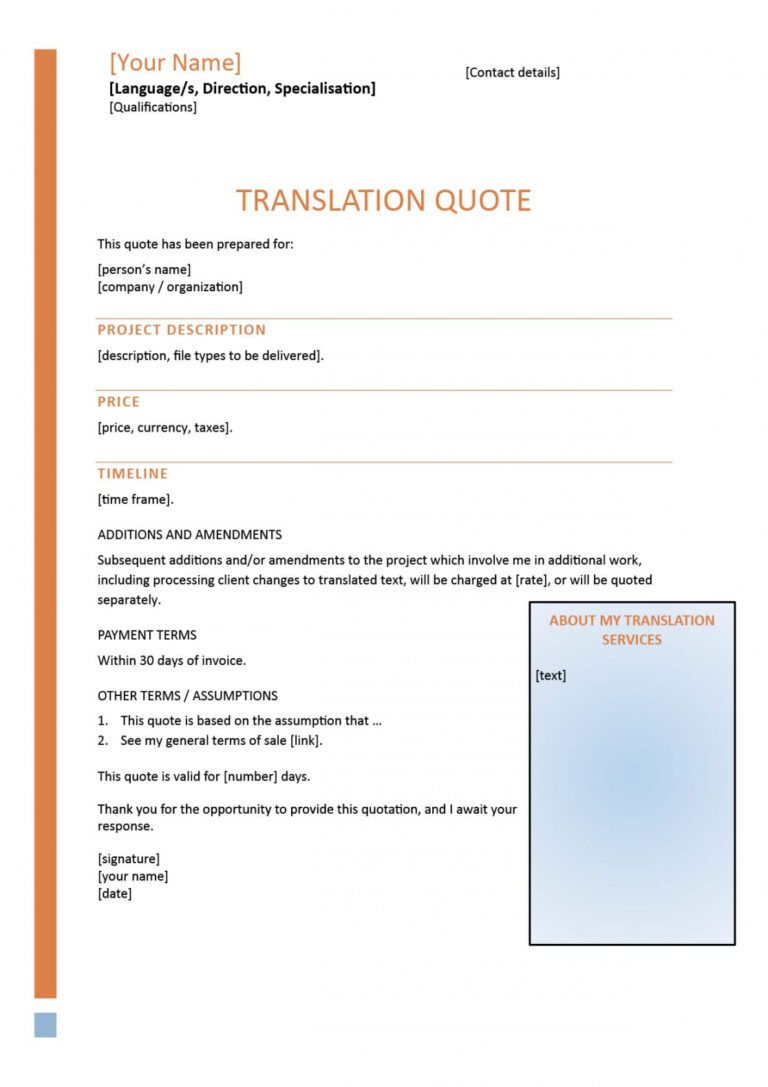 Technical Quotation Template PDF Example | EmetOnlineBlog