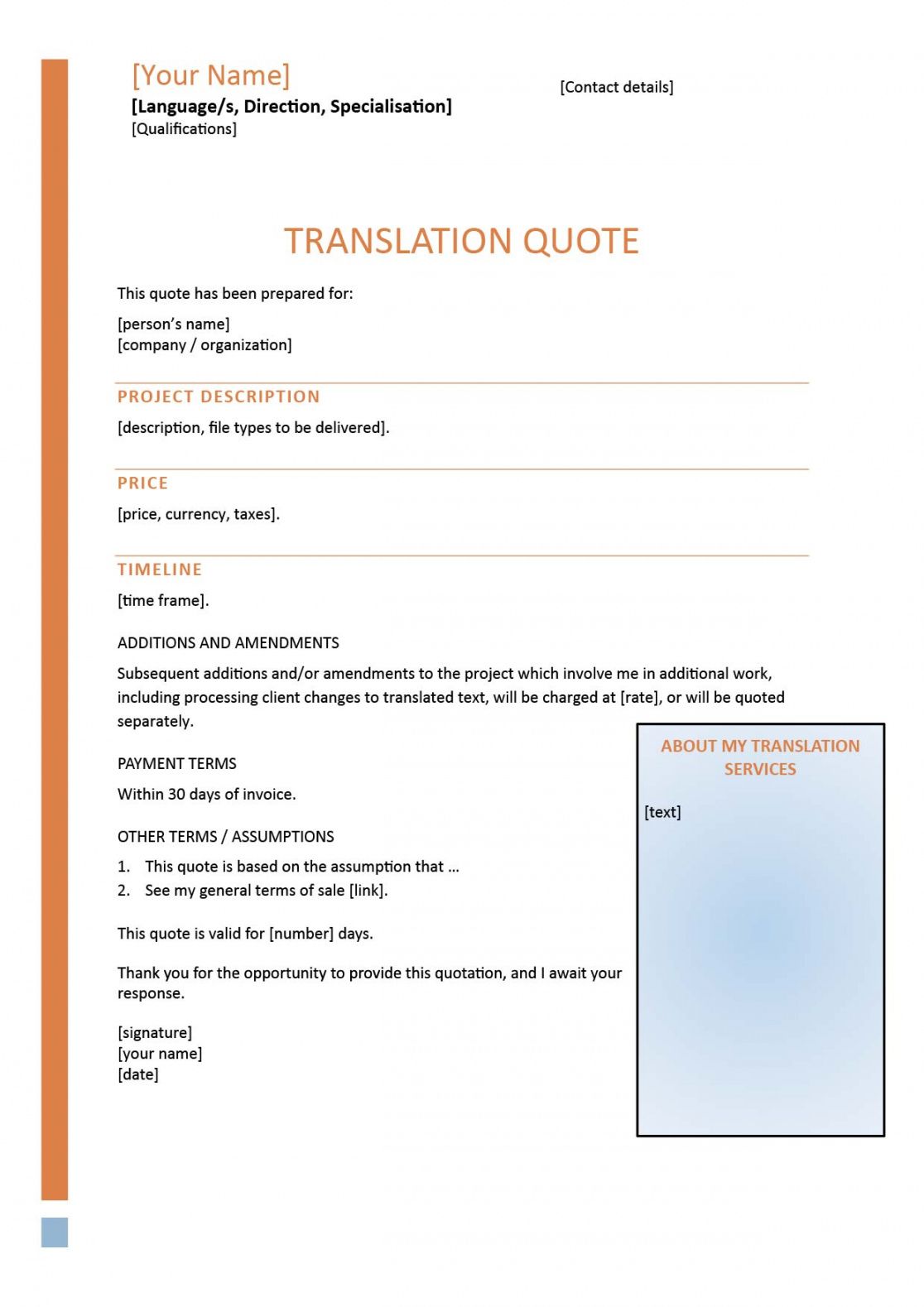 Technical Quotation Template Pdf Example