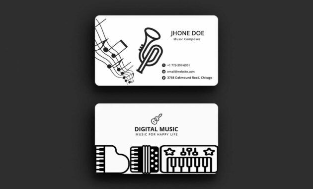 Costum Music Band Business Card Excel Example