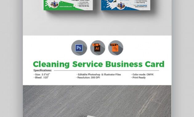 Free Cleaning Service Business Card Template Doc Sample