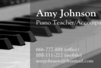 Free Music Teacher Business Card Doc