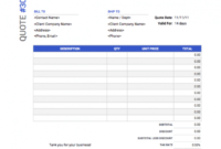 Price Quotation With Tax And Discounts Template  Example